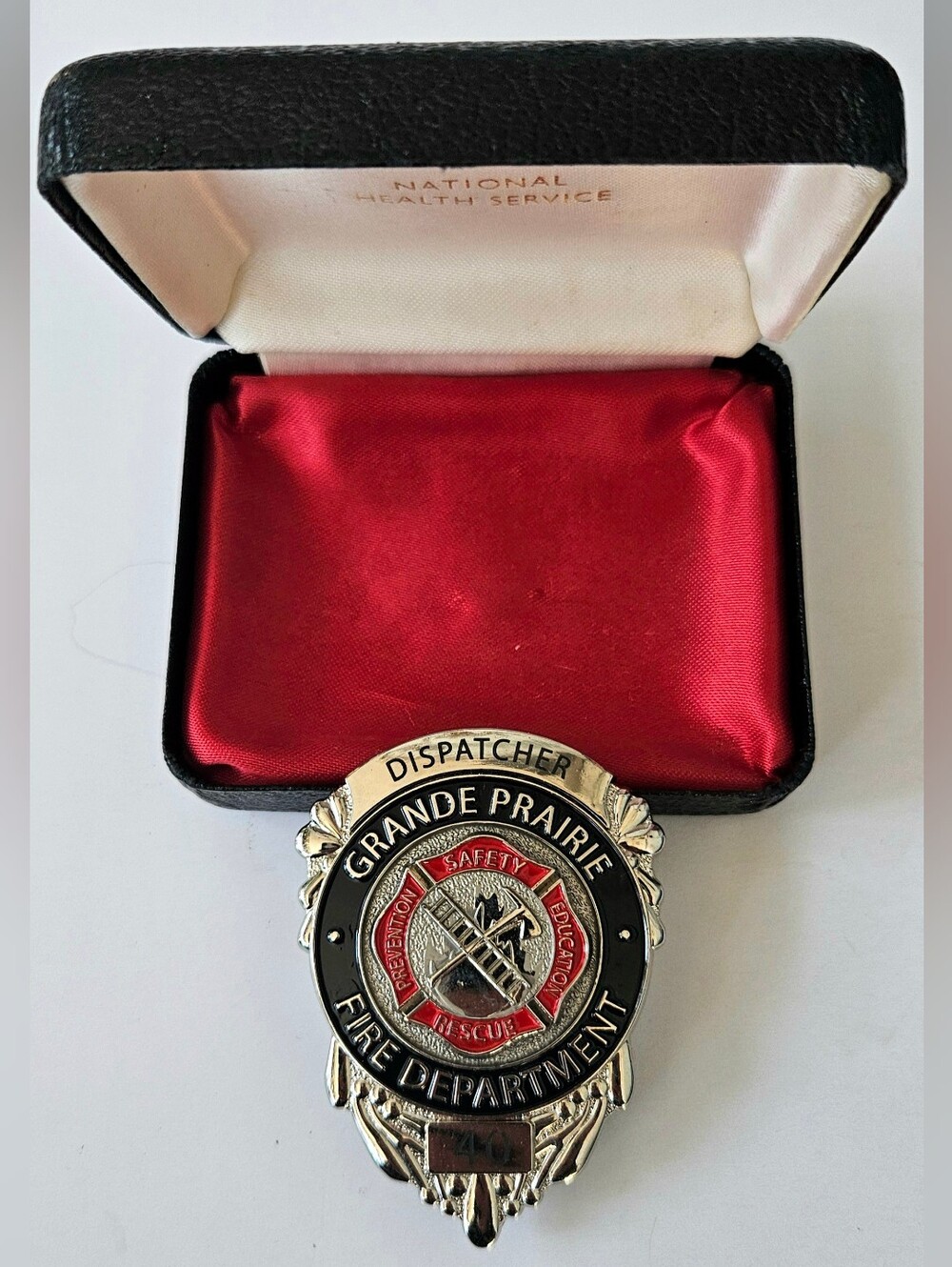 Dispatcher Grande Prairie Fire Department District 40 Badge Case Vtg Sharkzcoins
